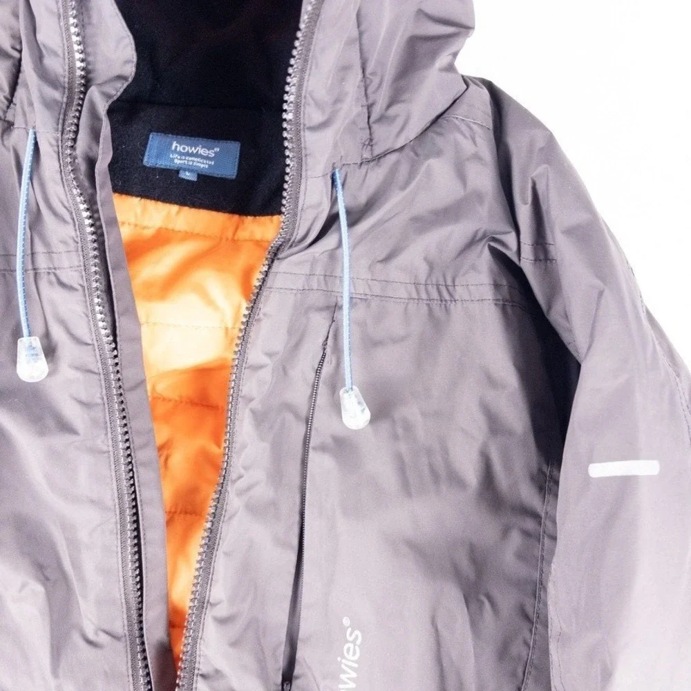 Howies‎ Waterproof Jacket Womens L Brown Quilted Lining Hooded Gorpcore Coat